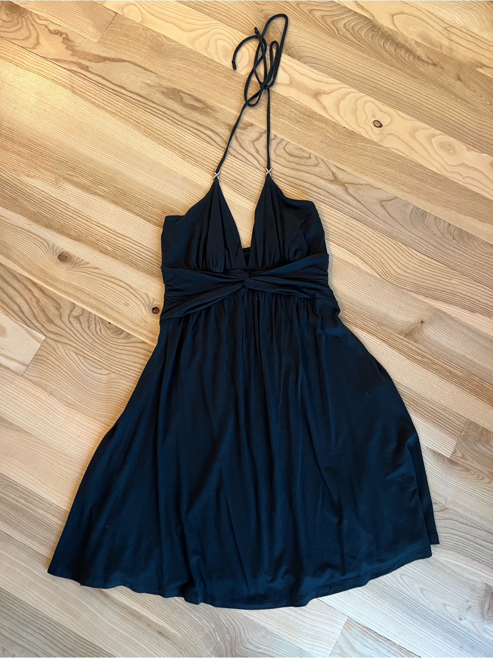 Express Black Halter Twist-Front Mini Dress